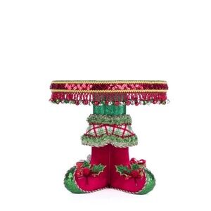 Katherine’s Collection Elf Boots and Beaded Cake Plate, Riser